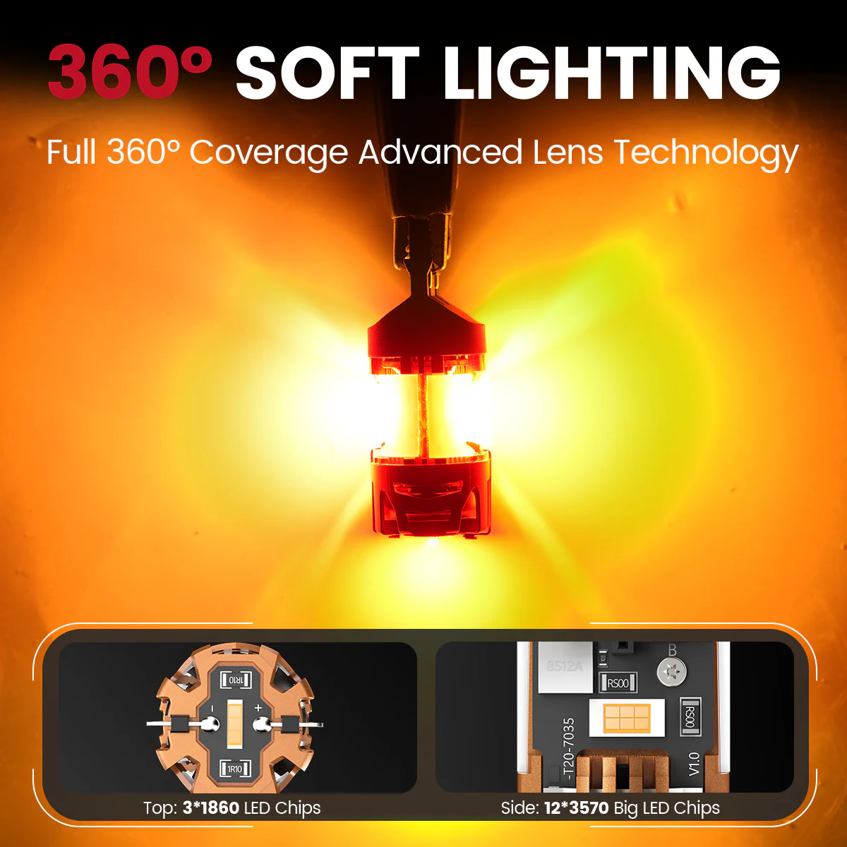 Amber 4257 CanBus-Ready Turn Signal Light LED Bulbs | D2 Series - Image 3