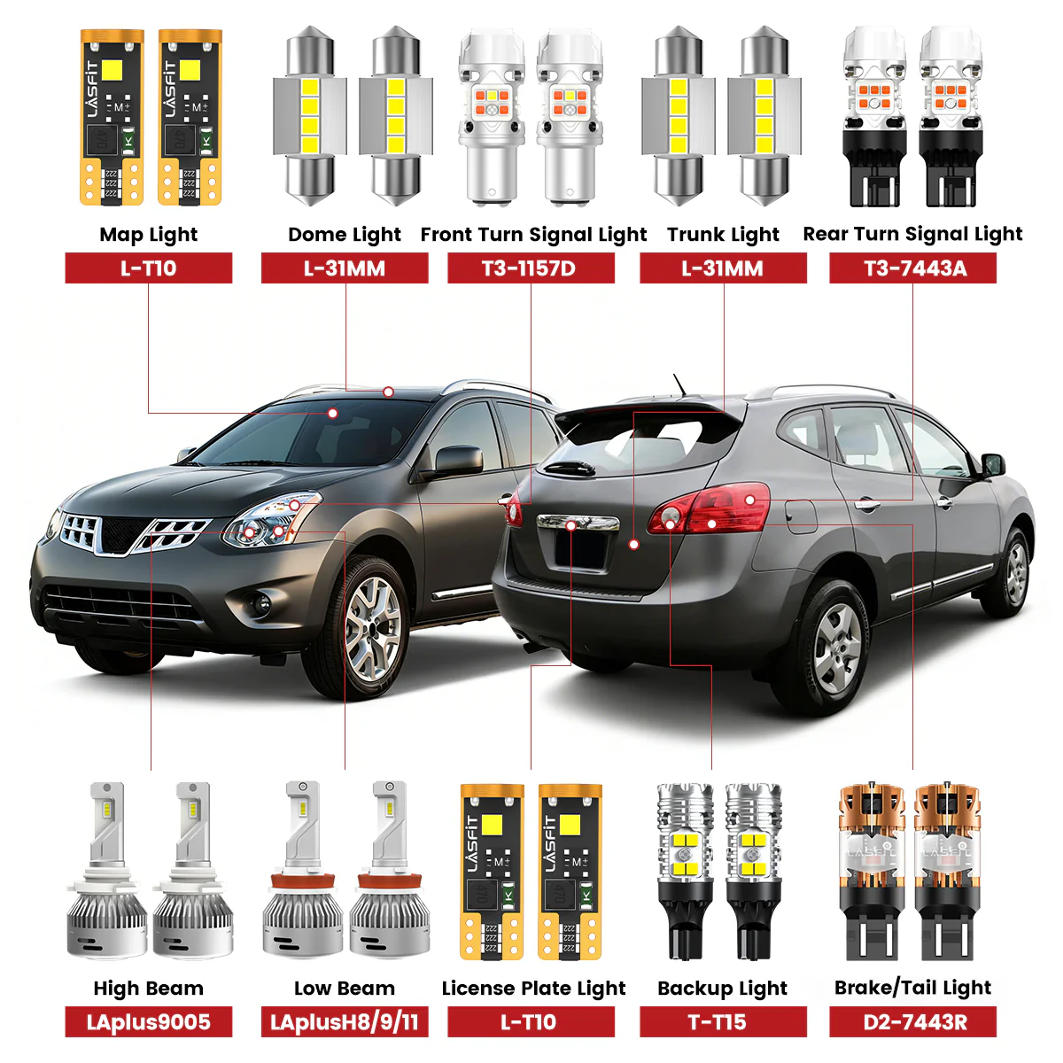 Fit for 2014-2015 Nissan Rogue Select LED Bulbs H11 Exterior Interior Lights