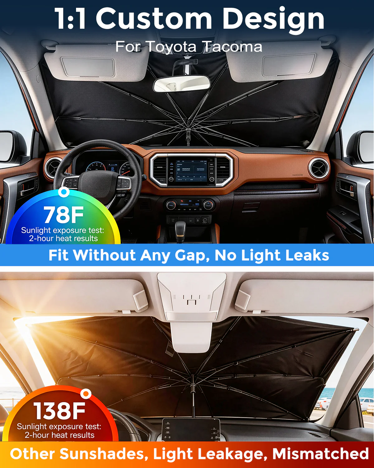 Custom-Fit Windshield Sun Shade Umbrella for 2016-2026 Toyota Tacoma - Image 10