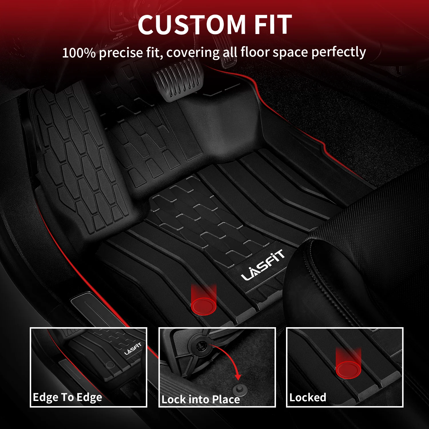 Fit for 2017-2020 Lincoln Continental Custom Floor Mats TPE Material 1st & 2nd Row Seat - Image 2