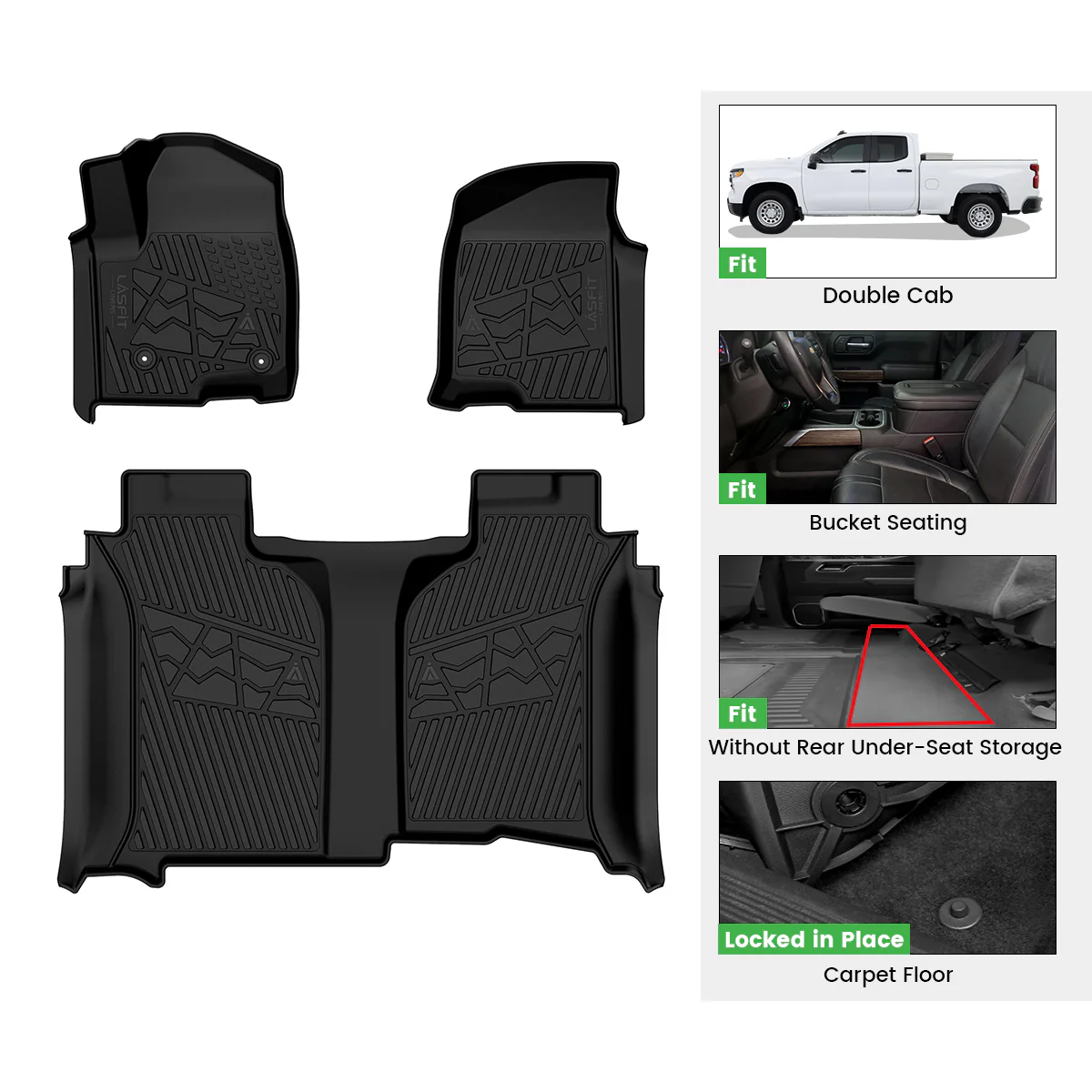 Fit for 2020-2026 GMC Sierra or Sierra Denali 2500HD 3500HD Floor Mats, Fit Carpet Floor Only - Image 62