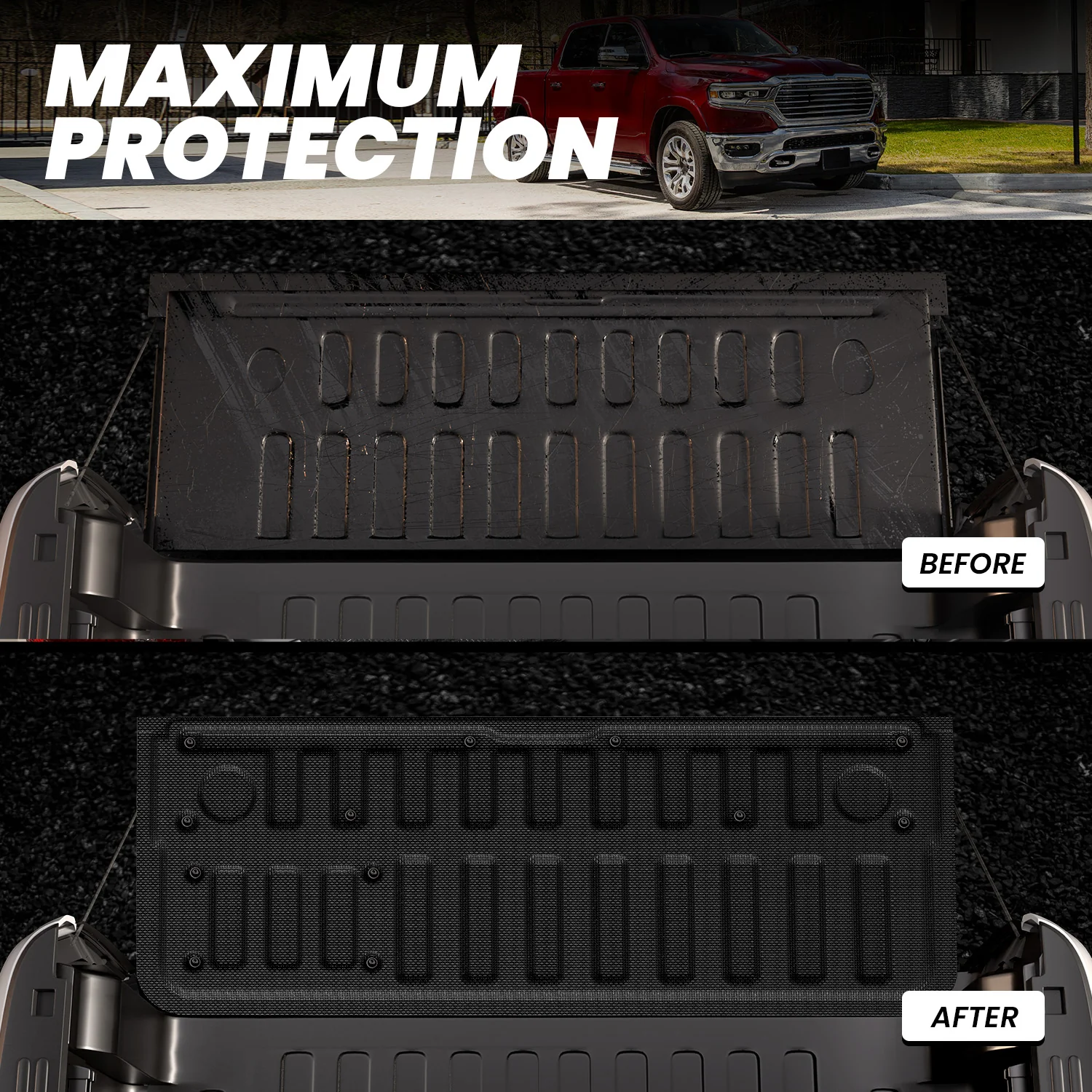 Fit for 2019-2026 Ram 1500 Truck Bed Mat & Tailgate Mat, Fit without RAM RamBox, Not Fit Drop-in liners - Image 19