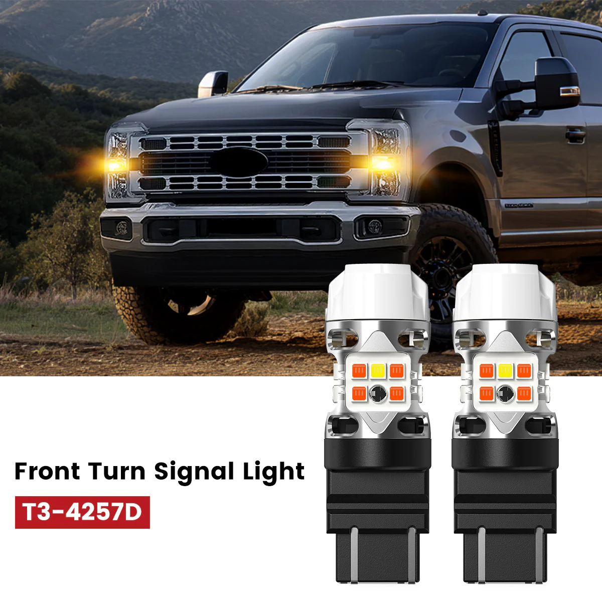 4257 LED Front Turn Signal Bulbs CanBus-Ready Switchback | T3 Series - Image 11