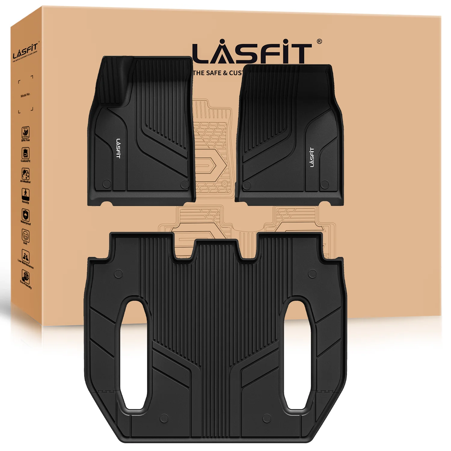 Fit for 2021-2026 Tesla Model X & X Plaid Floor Mats TPE Material, Fit 6-Seat ONLY - Image 10