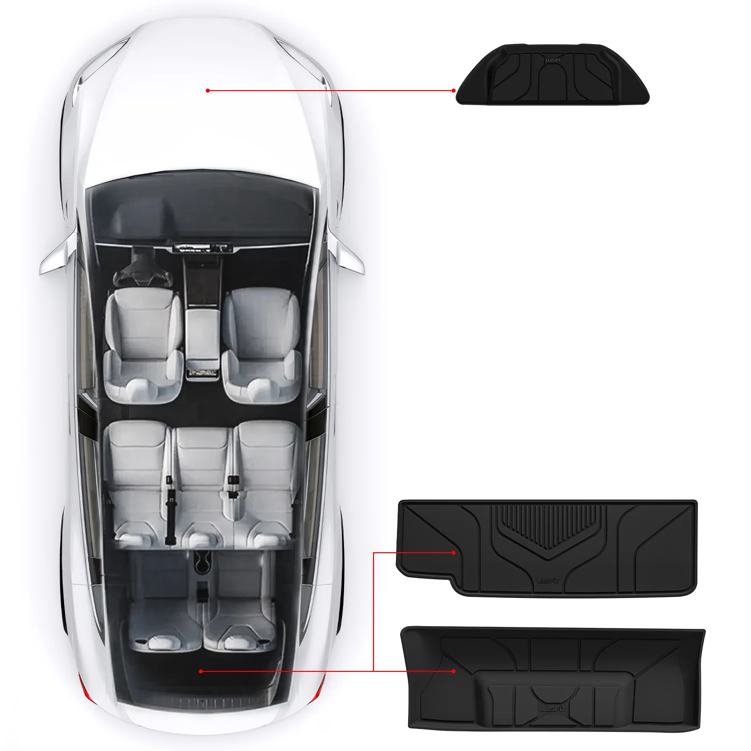 Fit for 2021-2026 Tesla Model X & X Plaid Floor Mats TPE Material, Fit 6-Seat ONLY - Image 12