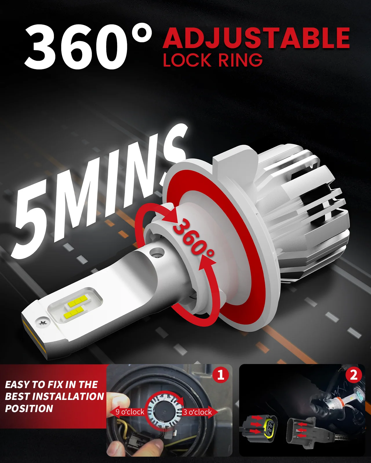 50W H13 9008 LC Plus Series | 5,000LM 6000K LED Bulbs - Image 4