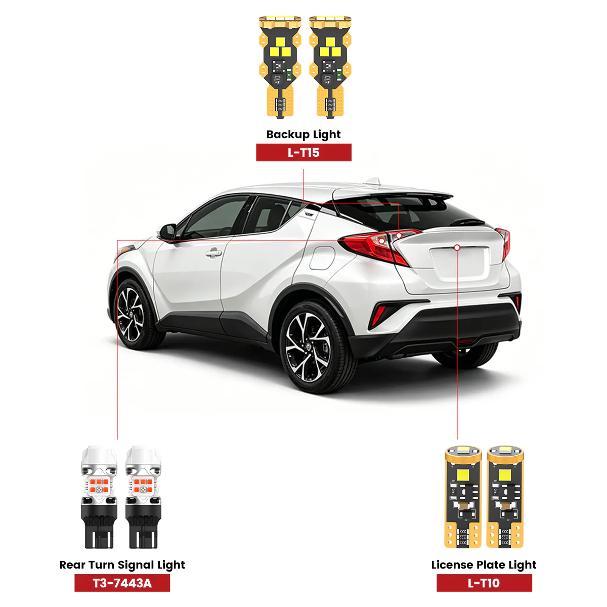 Fit for 2018-2019 Toyota C-HR LED Bulbs 9012 Exterior Interior Lights - Image 2