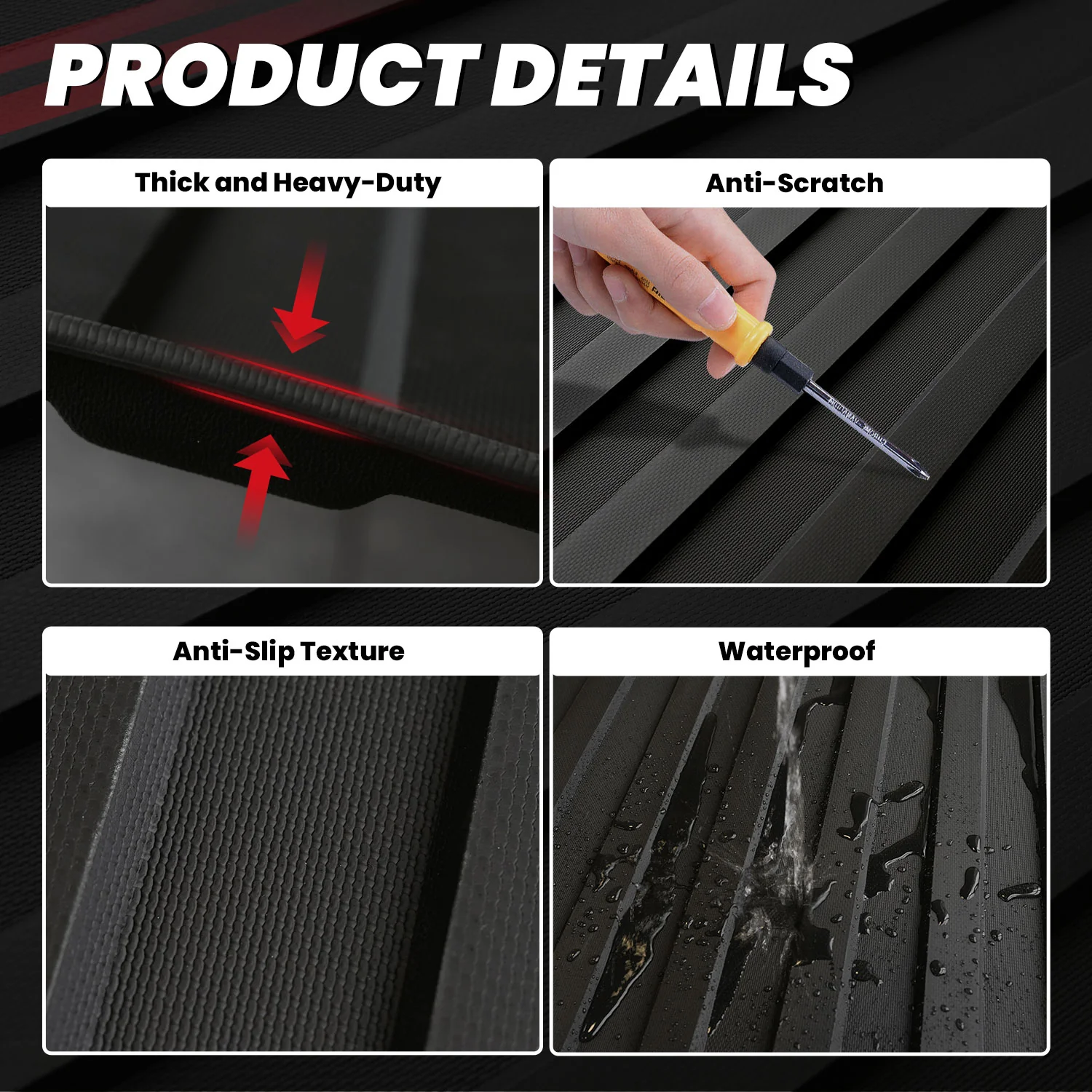 Fit for 2024-2026 Toyota Tacoma 5FT or 6FT Heavy Duty Truck Bed Mat or Tailgate Mat - Image 6